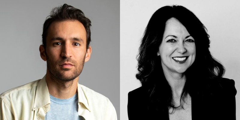 From left to right: Headshots of Alec Karakatsanis (with short brown hair + beard) and Erin Papworth (with long dark hair and blazer)