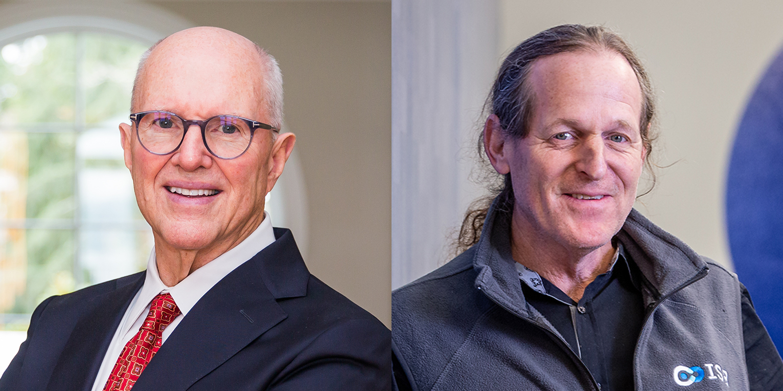 From left to right: Headshots of Craig Mundie (wearing suit/eyeglasses) and Jim Heath (wearing grey ISB vest with low ponytail)