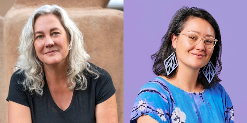 From left to right: Headshots of Wendy Johnson (with fair skin and wavy grey hair) and Tessa Hulls (with black shoulder-length hair and eyeglasses)