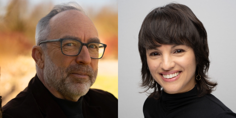 Headshots of Jimmy Wales and Monica Guzman
