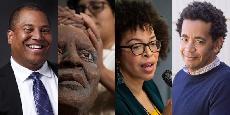 From left to right: Photos of Ed King, Aisha Harrison, Kirsten Harris-Talley, and James Miles