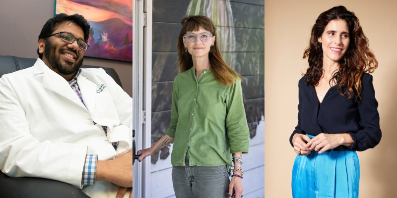 From left to right: Photos of Dr. Sunil Aggarwal, Laura Sullivan Cassidy, and April Pride