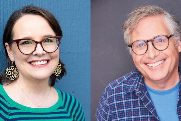 Headshots of Raina Telgemeier and Scott McCloud